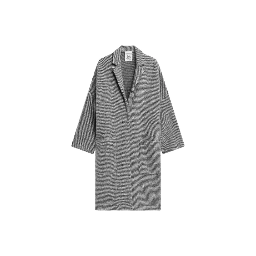 Semicouture Diagonale Wollen Jas met Oversized Pasvorm Gray Dames