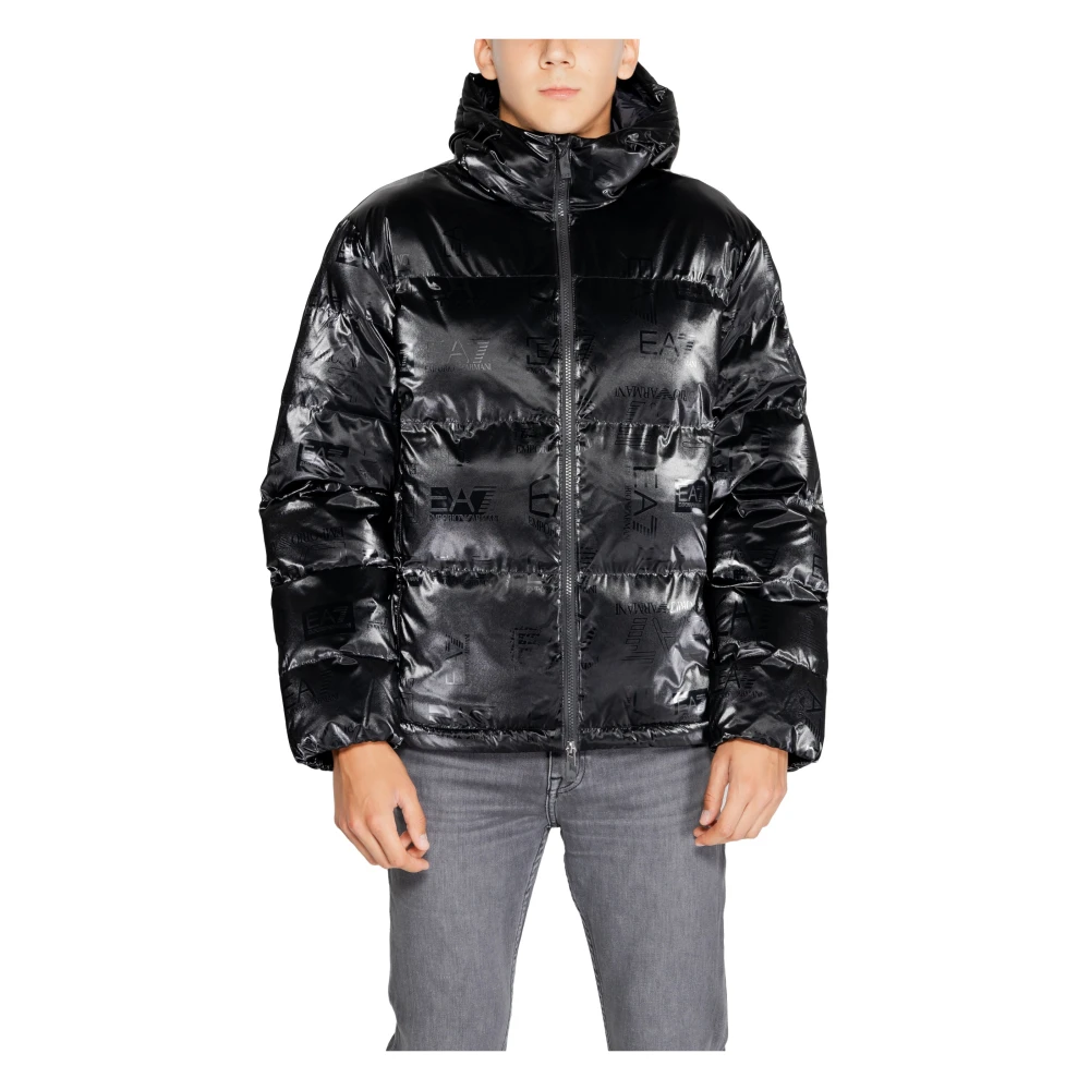 Emporio Armani EA7 Zwarte Hooded Ritsjas voor Mannen Black Heren