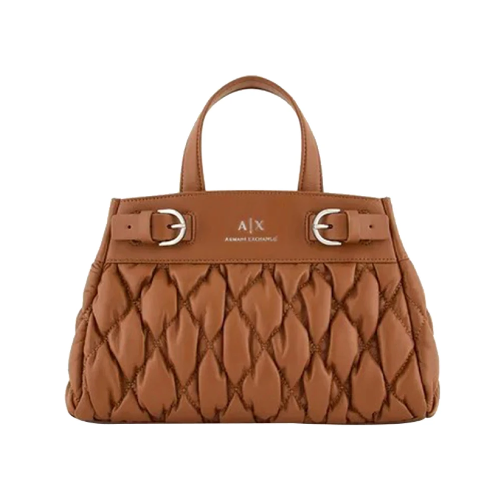 Armani Exchange Brun Shopper Väska med Dragkedja Brown, Dam