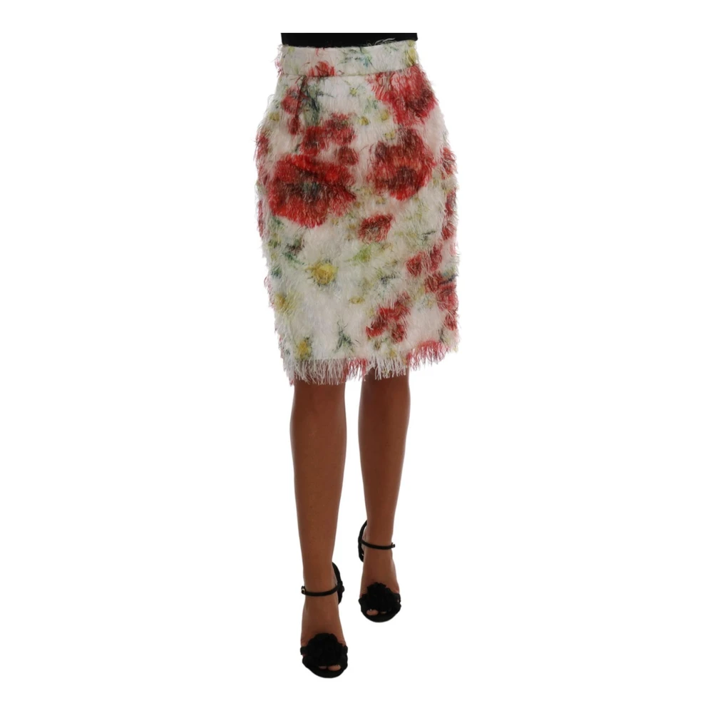 Dolce & Gabbana Women's Floral High Waist Pencil Skirt With Logo Details