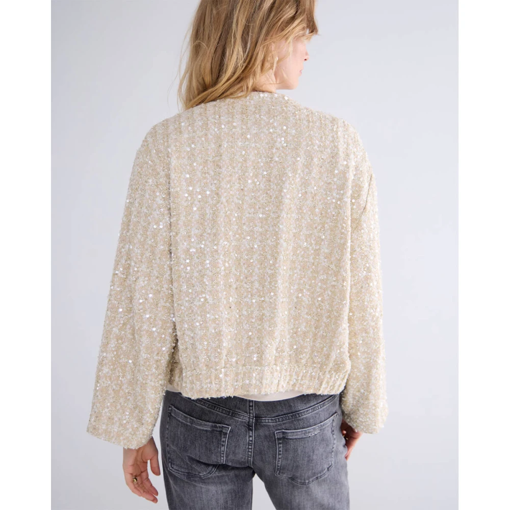Summum Woman Tweed Sequins Jas Stijlvol Model Beige Dames