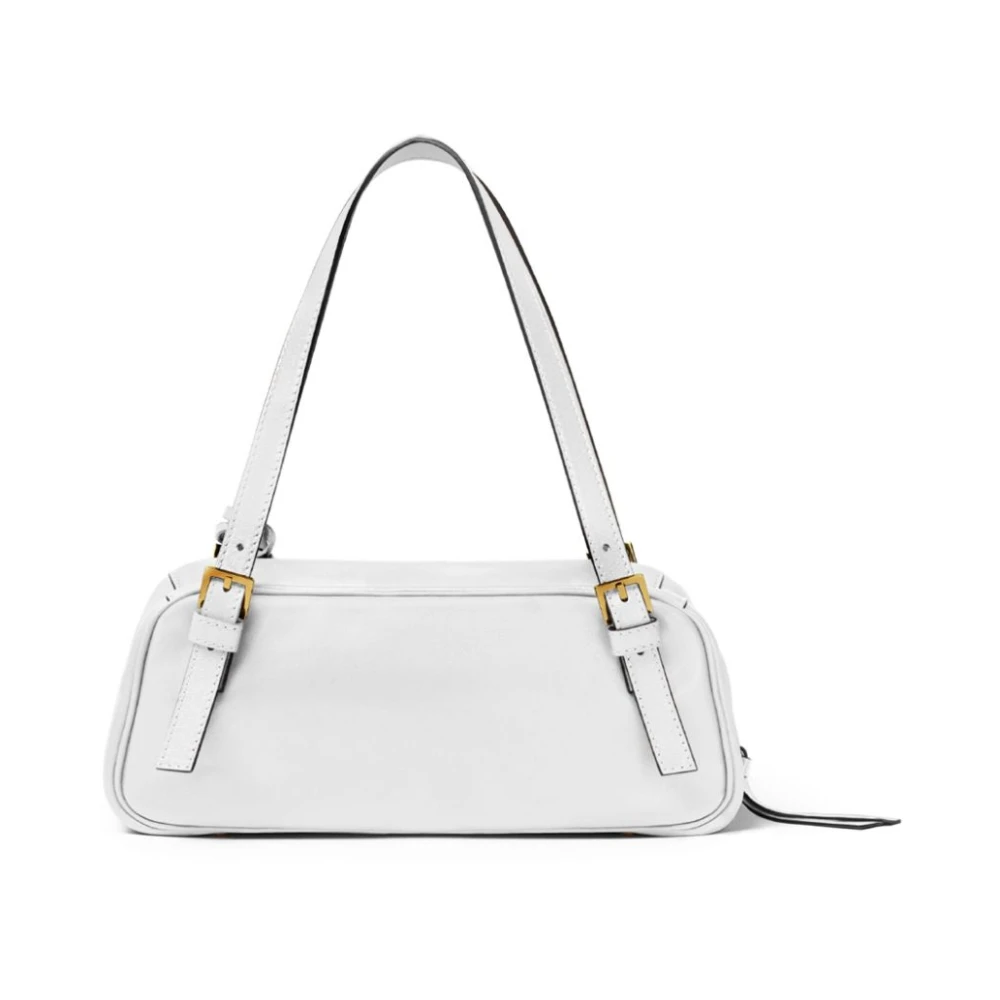 Versace Witte Lamsvacht Handtas met Gouden Accenten White Dames