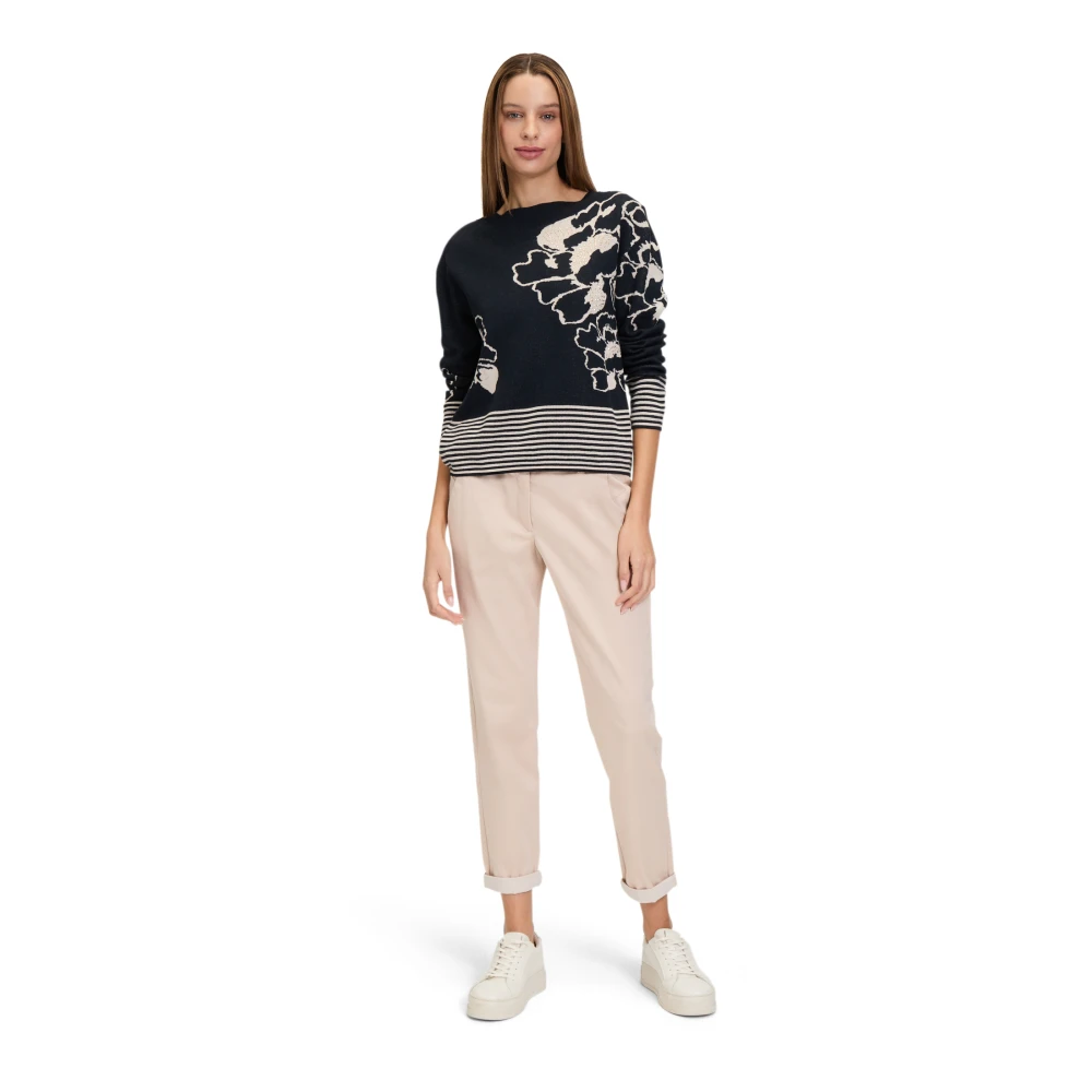 Betty Barclay Bloemen Jacquard Gebreide Trui Blue Dames