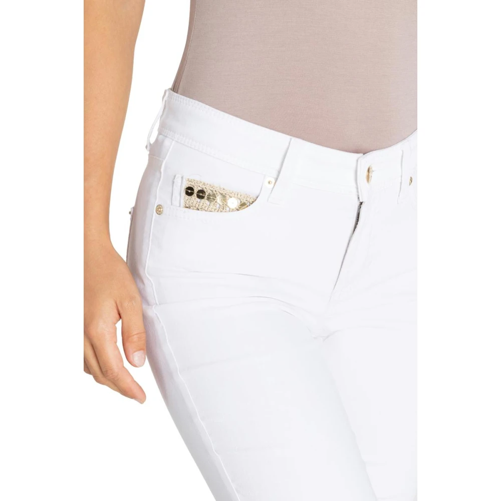CAMBIO Piper Short Jeans met stijlvolle details White Dames