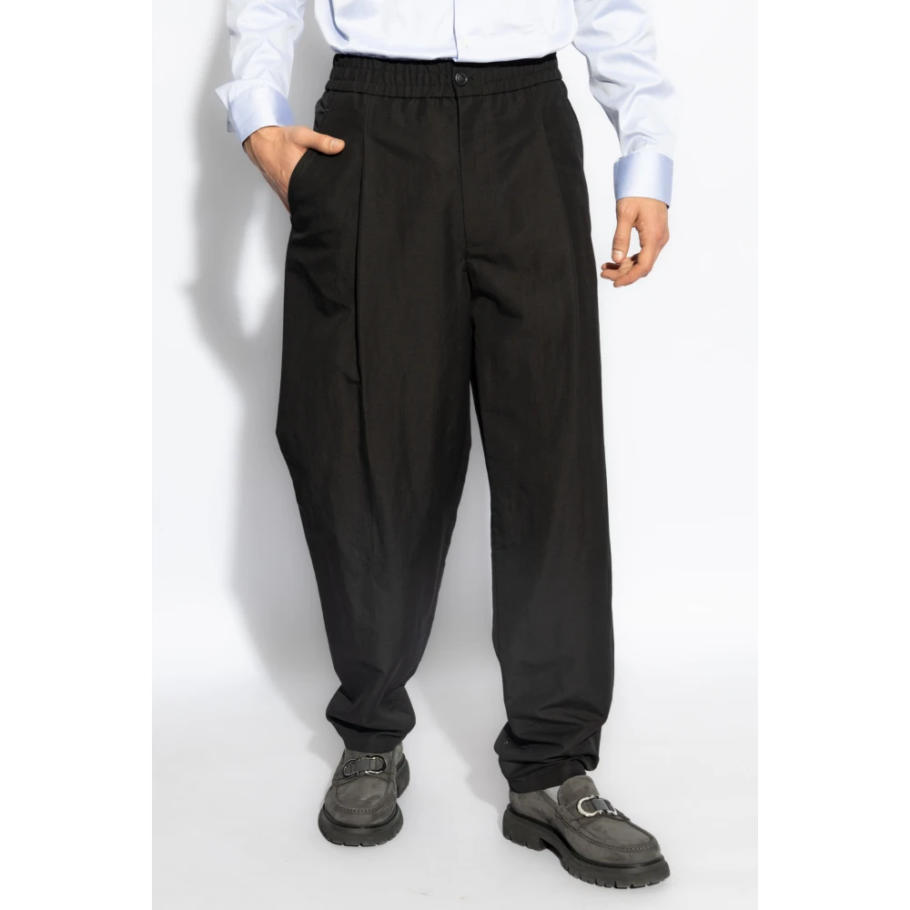 Giorgio Armani Wijde broek Black Heren