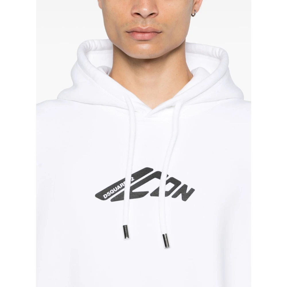 Dsquared2 Witte Grafische Sweatshirt met Capuchon White Heren