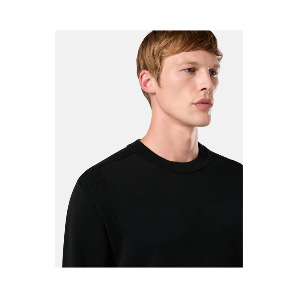 Stone Island Zwarte Wol Crewneck Sweater Black Heren