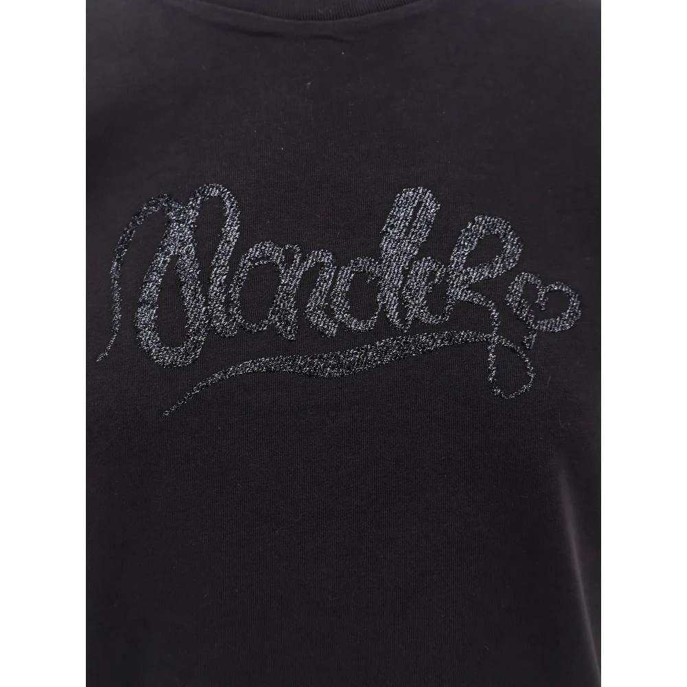Moncler Katoenen T-shirt met Logo Borduurwerk Black Dames