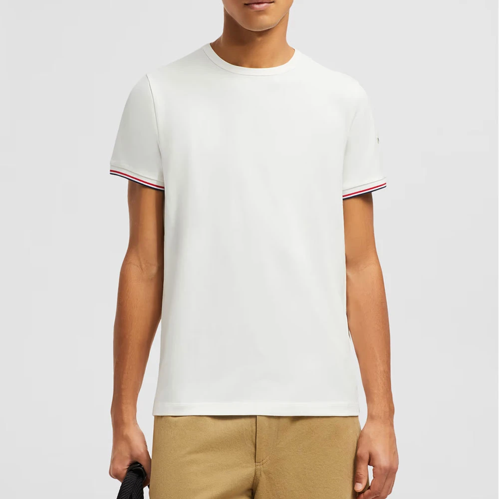 Moncler Tricolour-Trimmed T-shirt Off White Heren
