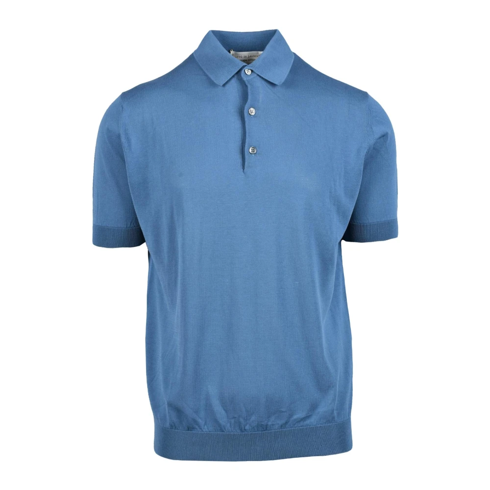 Filippo De Laurentiis Katoen Polo Gebreid Model Shirt Blue Heren
