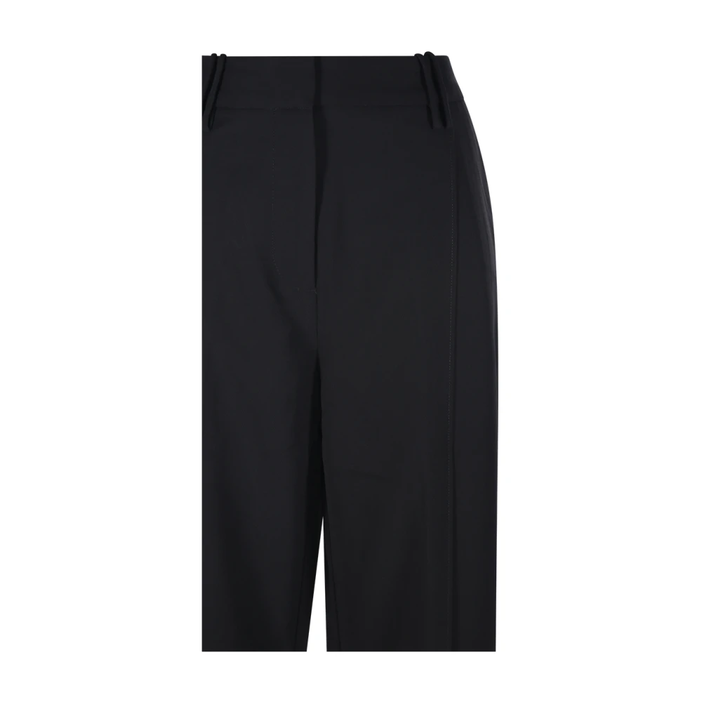 Ganni Relaxed Plooibroek in Licht Twill Black Dames