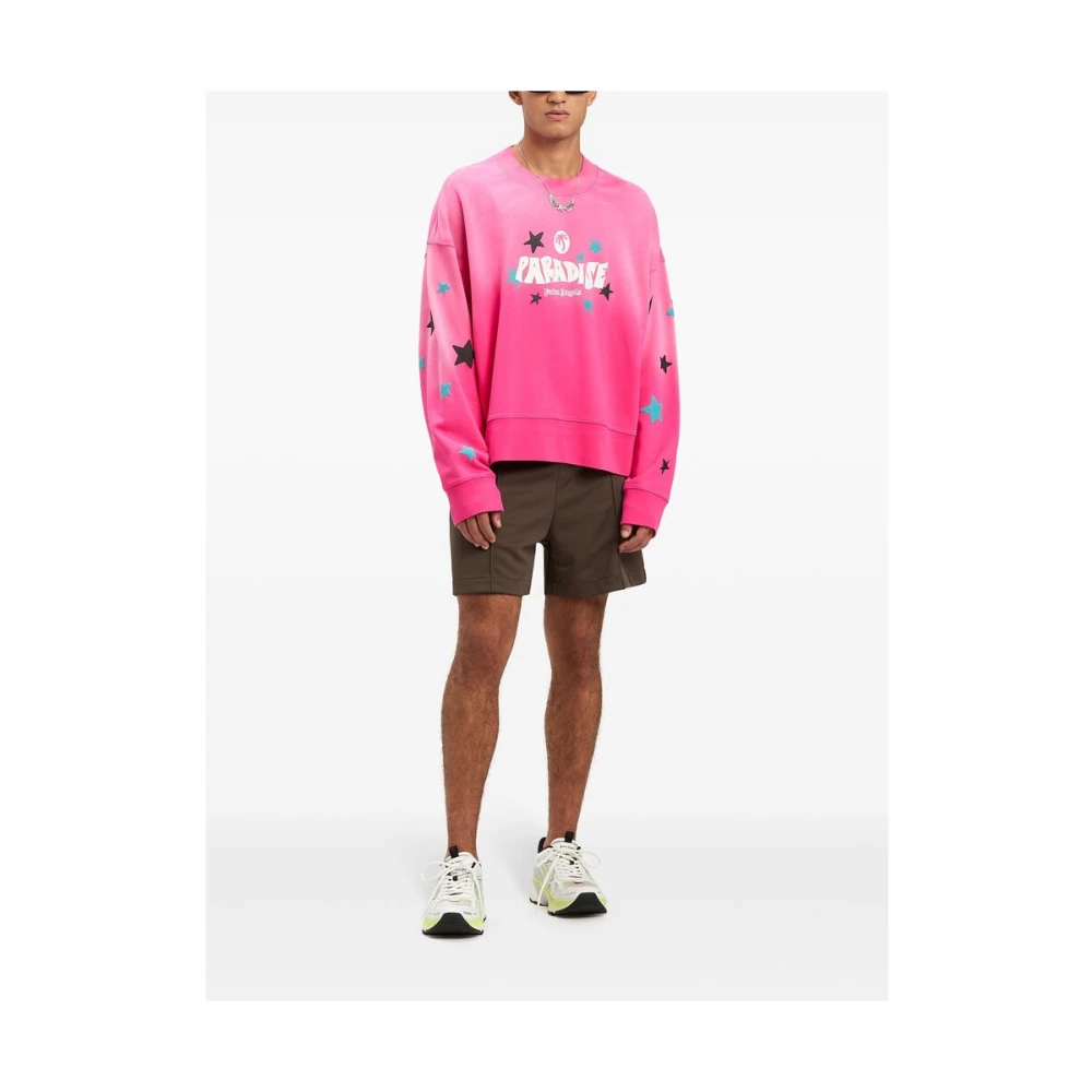 Palm Angels Hot Pink Logo Print Sweater Pink Heren