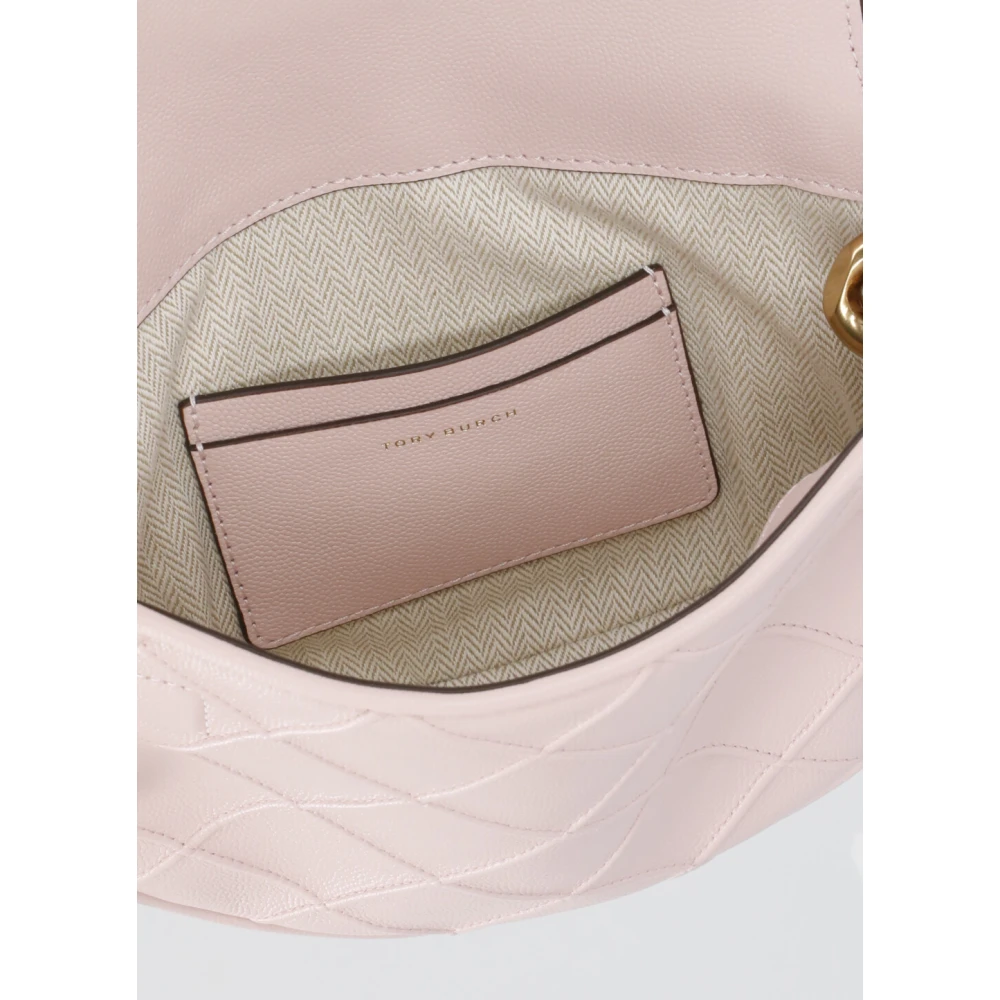 TORY BURCH Roze Leren Schoudertas met Diamantpatroon Pink Dames