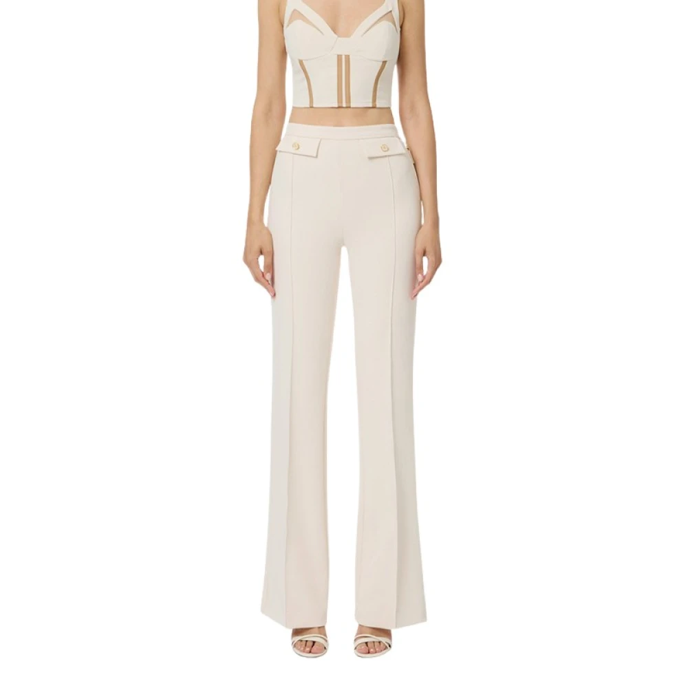 Elisabetta Franchi White Wide Trousers - Female - Wide Trousers - Xs - Trousers