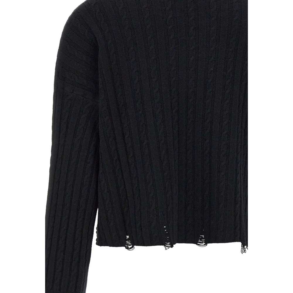 Kaos Zwarte Kabeltrui Black Dames