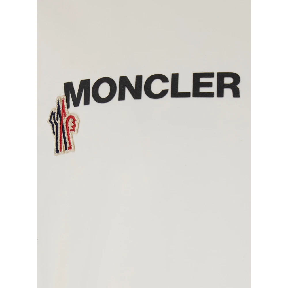 Moncler Logo Beige T-shirt Katoen Stretch Beige Heren