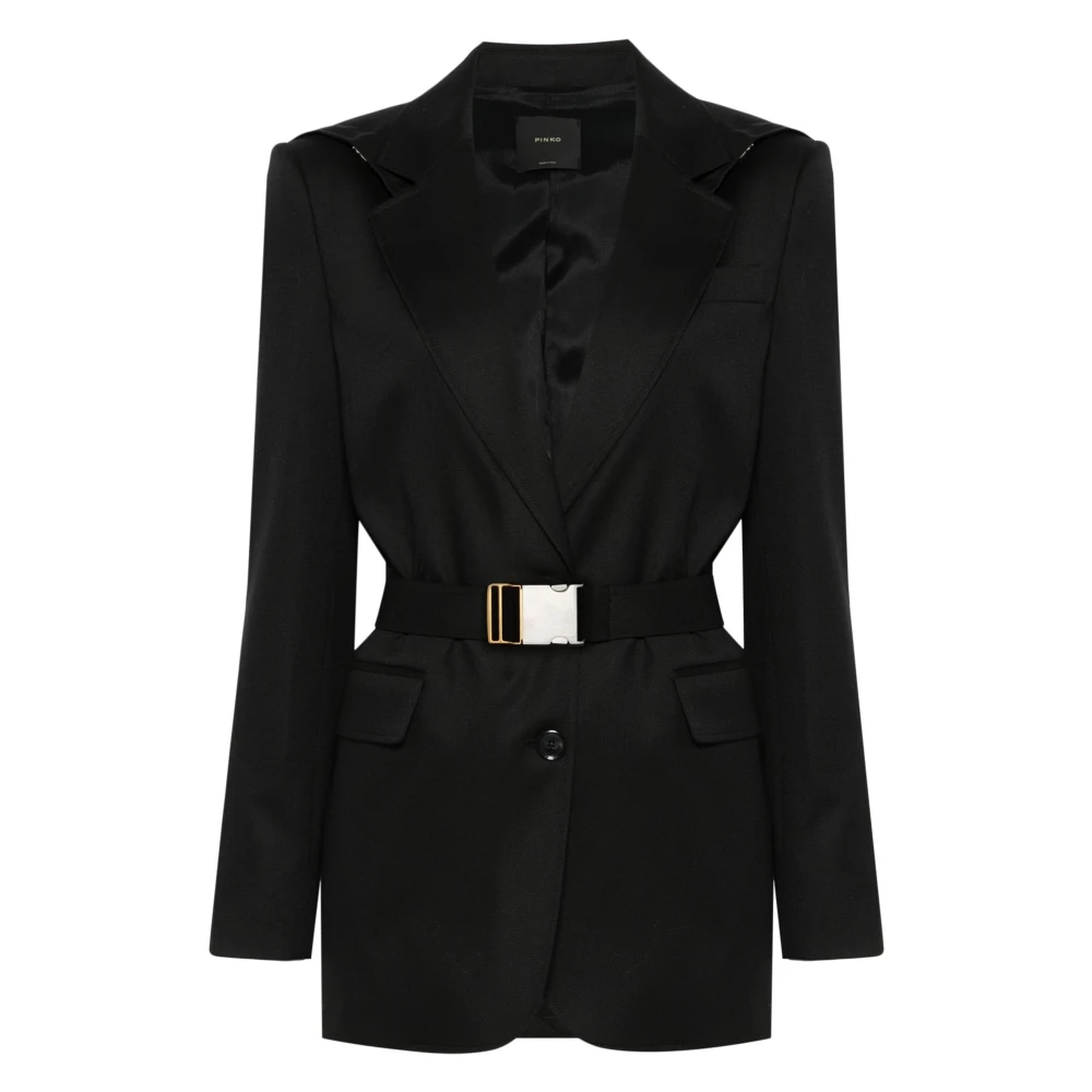 Pinko Casual Zwart Wol Blend Blazer Black Dames