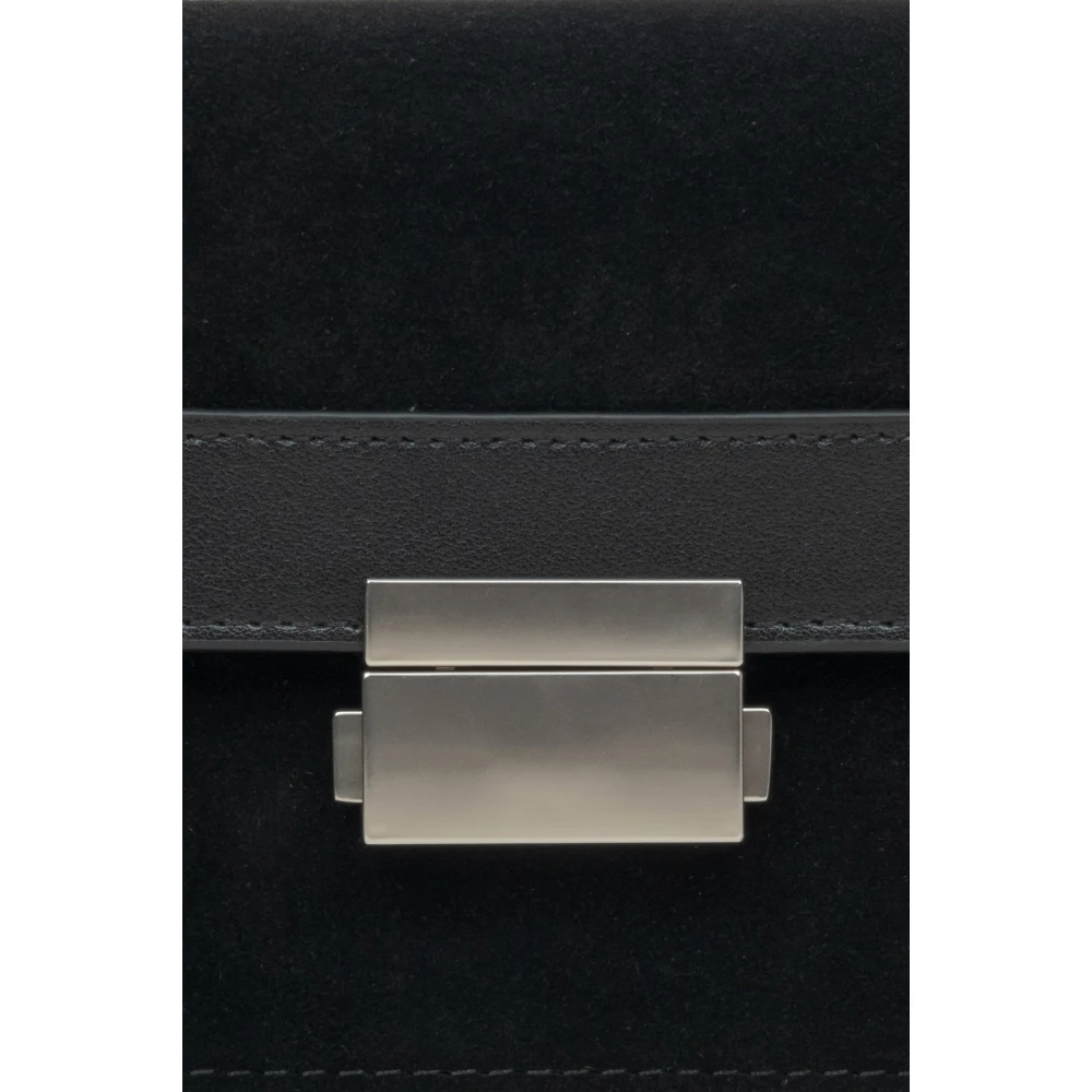 Estro Dames Kleine Zwarte Tas gemaakt van Leer en Velours met Zilveren Details Er00115769 Black Dames