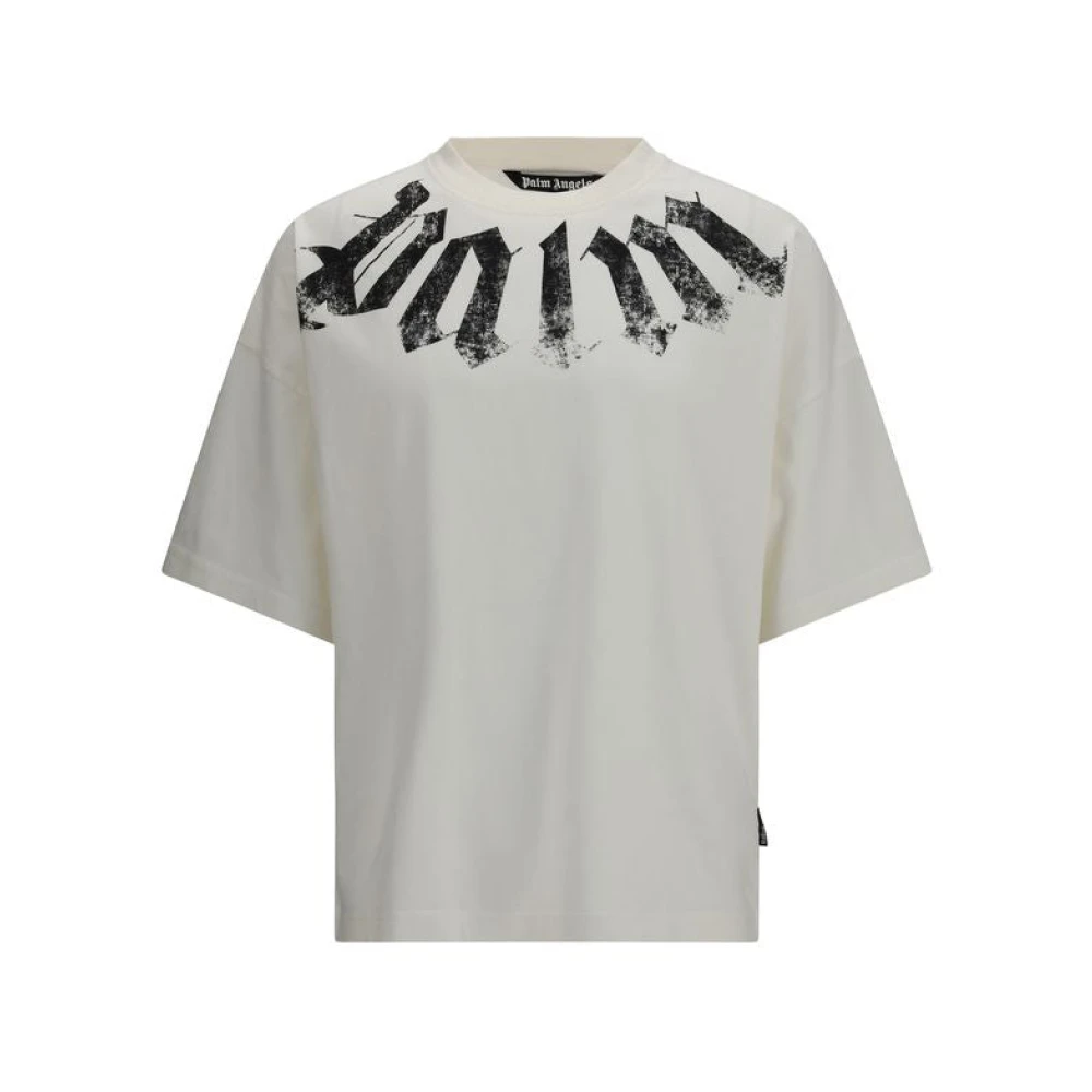 Palm Angels Men's White T-Shirts, Xs, Big Neck Logo T-Shirt