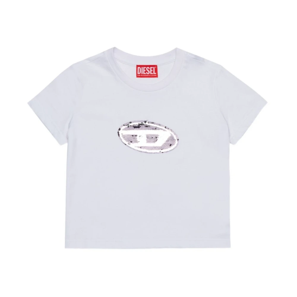 Diesel Girls White Silk & Nylon T-Shirts And Polos - Kids Short Sleeve T-Shirts - 12 Y - Kids
