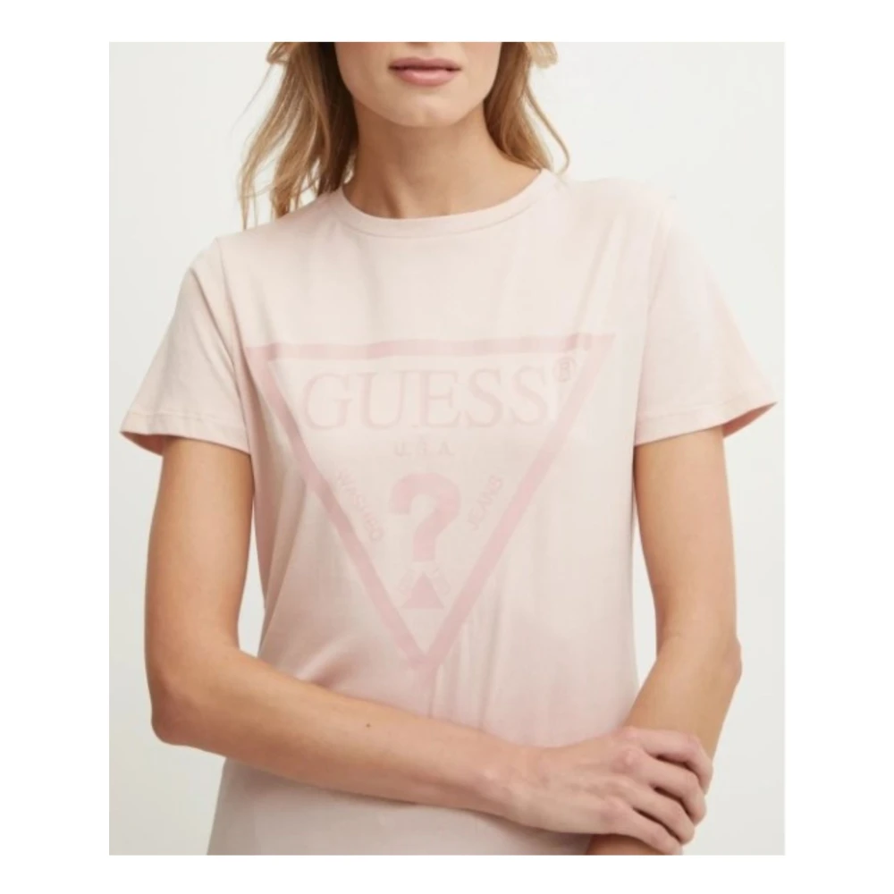 Guess Adele SS CN TEE Roze Katoenen T-shirt Pink Dames