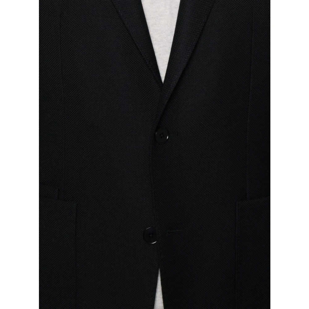 Ermenegildo Zegna Navy Blauw Voorste Knoopjas Black Heren