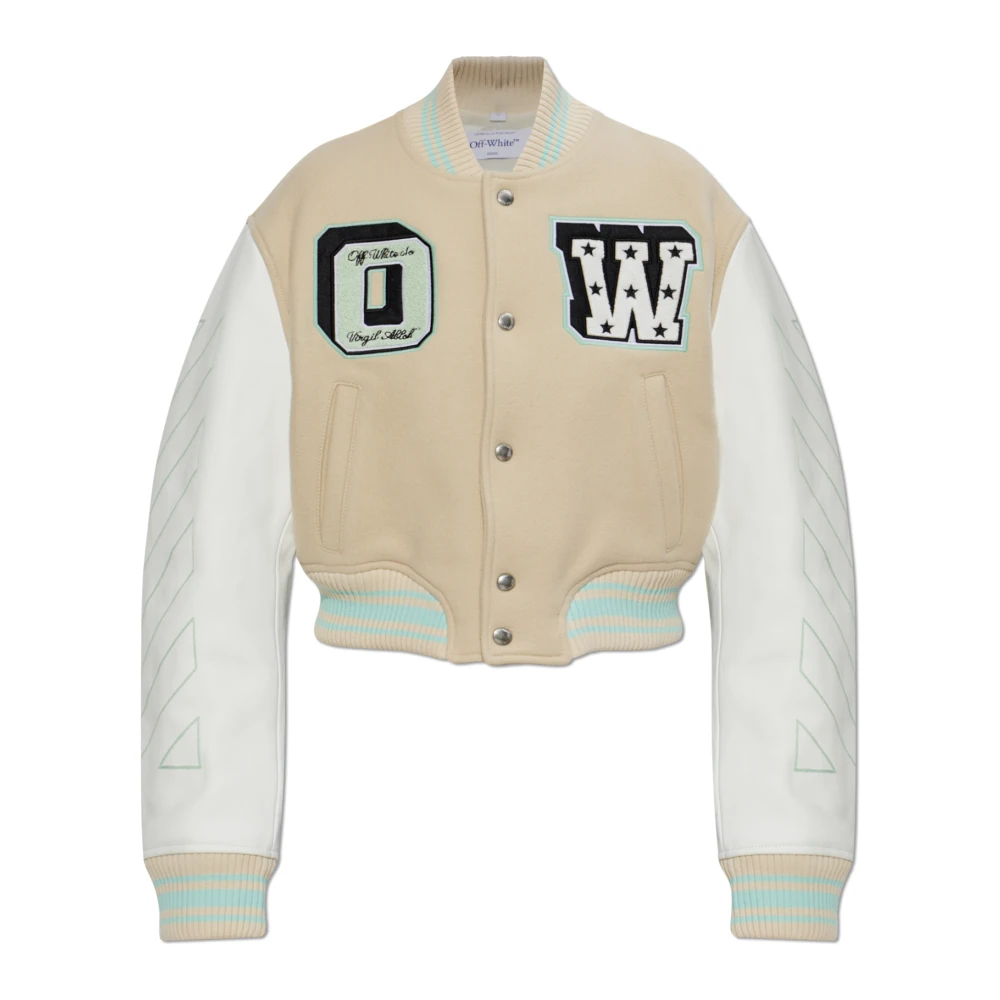 Off White Donna Beige - Graffiti Varsity Jacket - Jackets - L