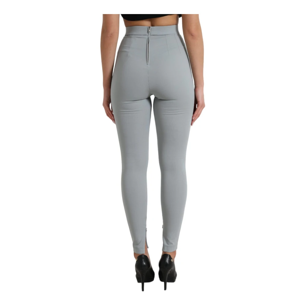 Dolce & Gabbana Grijze Slimme Broek Leggings Rits Gray Dames