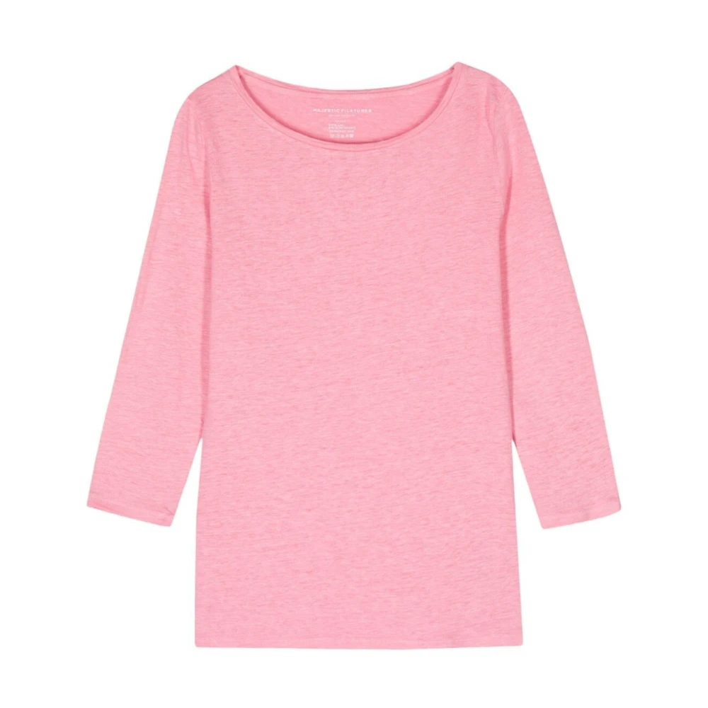 Majestic Filatures Boat Neck T-Shirt i Candy Pink Pink, Dam