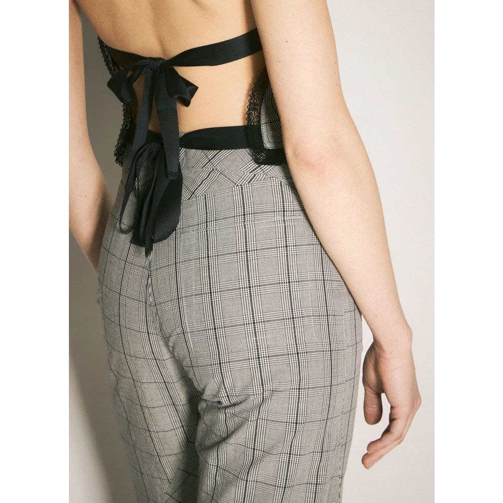 Our Legacy Geruite Pinafore Top met Kantafwerking Gray Dames