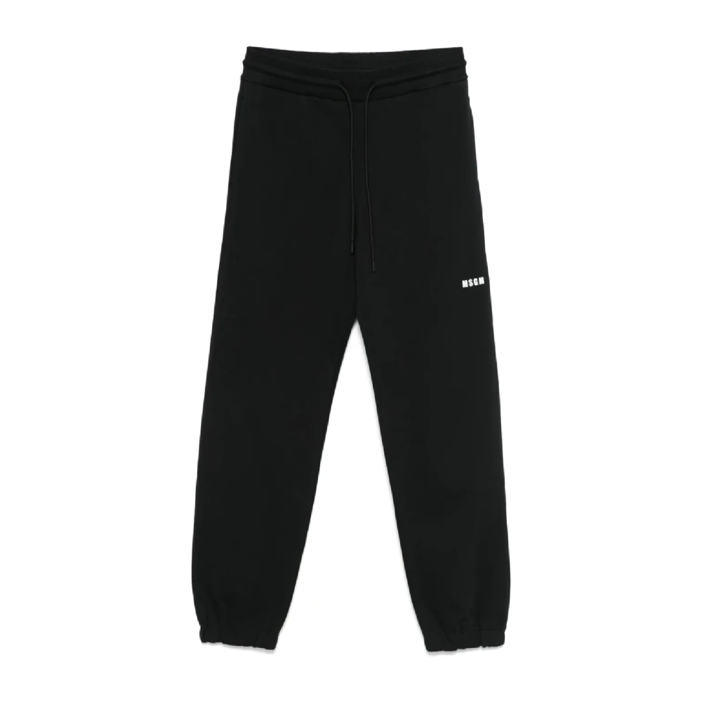 Msgm Women's Black Sweatpants, S, Cotton Trousers Casual Style