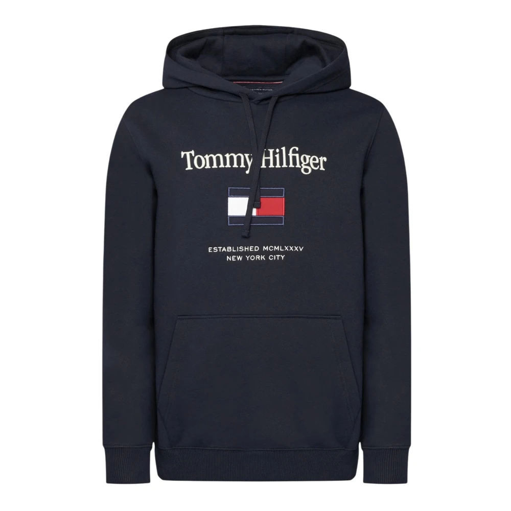 Tommy Hilfiger Logo Embroidery Fleece Hoody - Male - Hoodies - Blue - Xl - Sweatshirts & Hoodies