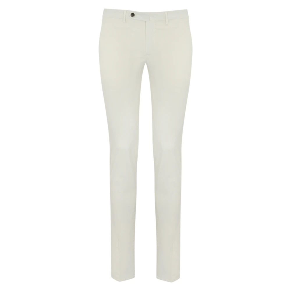 PT Torino Katoenen Gabardine Slim Fit Broek White Heren