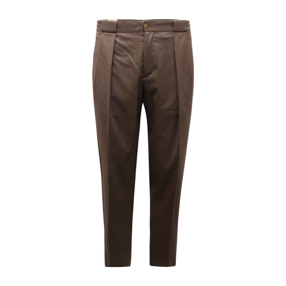 Briglia Men's Brown Slim-Fit Trousers, Xs, Wool Blend Portobellos Trousers