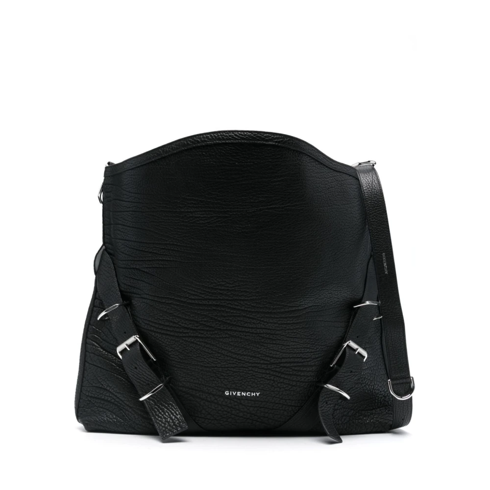 Givenchy Zwarte leren schoudertas met gespsluiting Black Heren