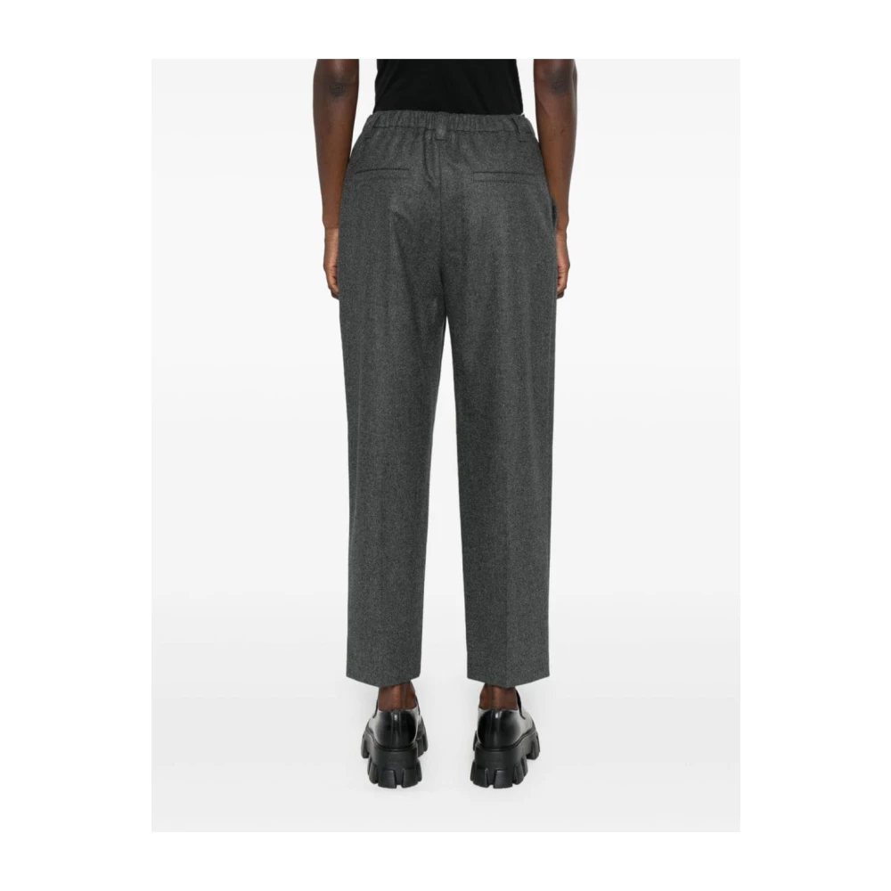 BRUNELLO CUCINELLI Grijze Wol-Kasjmier Broek met Plooien Gray Dames
