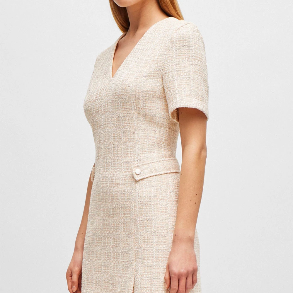 Hugo Boss Tweed Jurk Destena2 Beige Dames