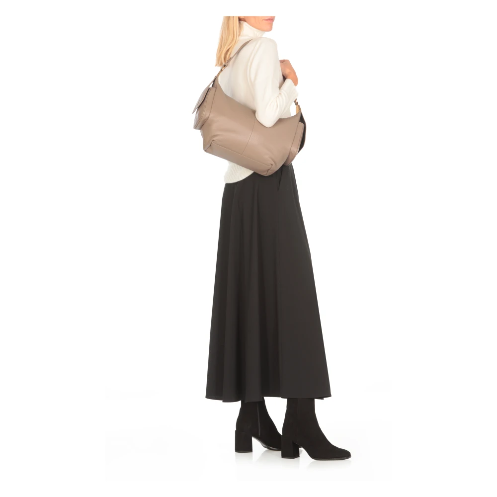 Coccinelle Gehamerd Leren Schoudertas in Beige Dames