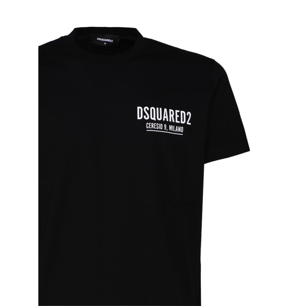 Dsquared2 Zwart Logo Print Katoenen T-shirt Black Heren