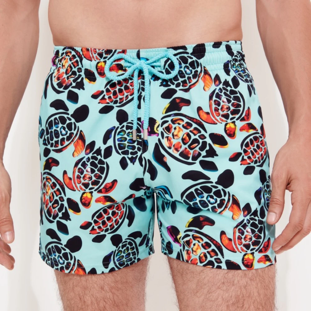 Vilebrequin Stretch Zwemshort Screen Turtles Blauw Multicolor Heren