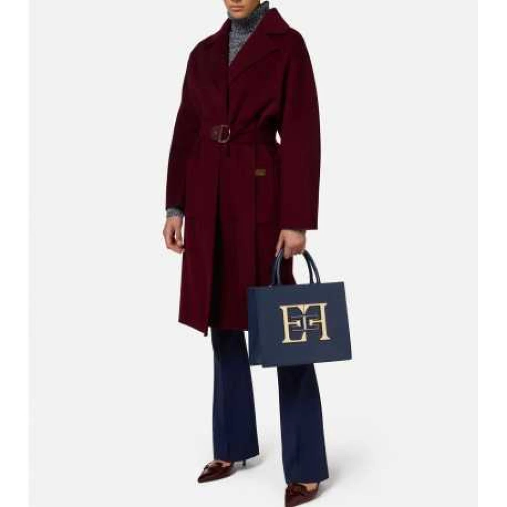 Elisabetta Franchi Bordeaux Dubbelzijdige Jas met Riem Red Dames