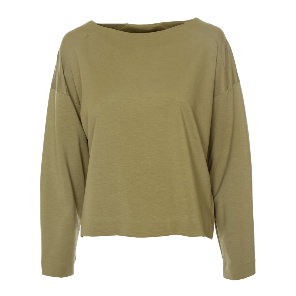 Drykorn Cropped Longsleeve met Boothals Green Dames