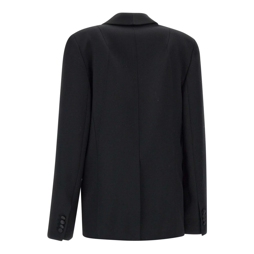 Victoria Beckham Luxe Zwarte Zijde-Blend Blazer Black Dames
