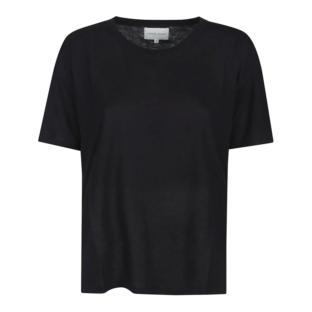 Loulou Studio Korte T-shirt met korte mouwen Black Dames