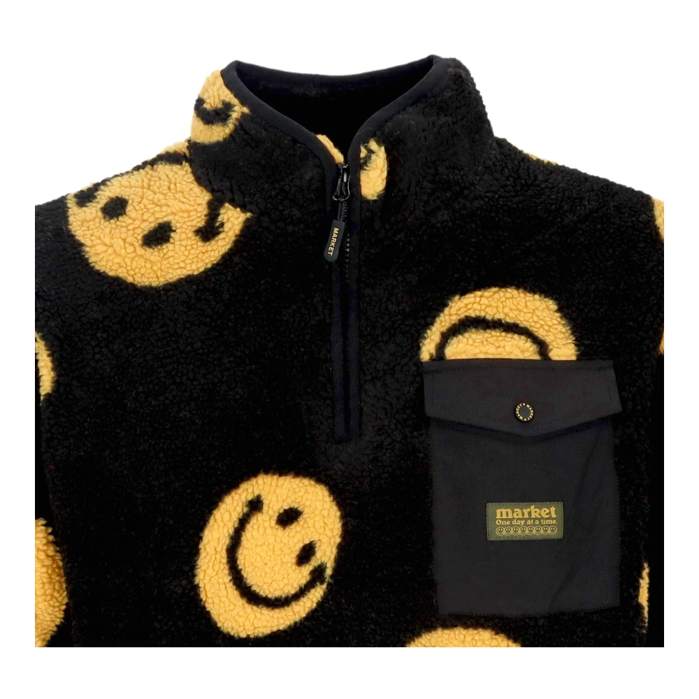 Market Smiley Zwarte Teddybeer Print Jas Black Heren