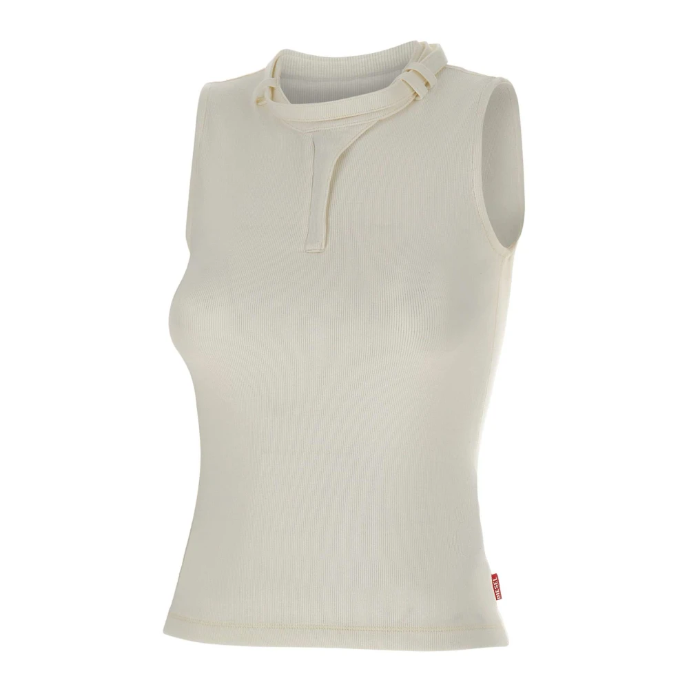 Diesel Women's White Sleeveless Tops, S, T-Iara Tank Top