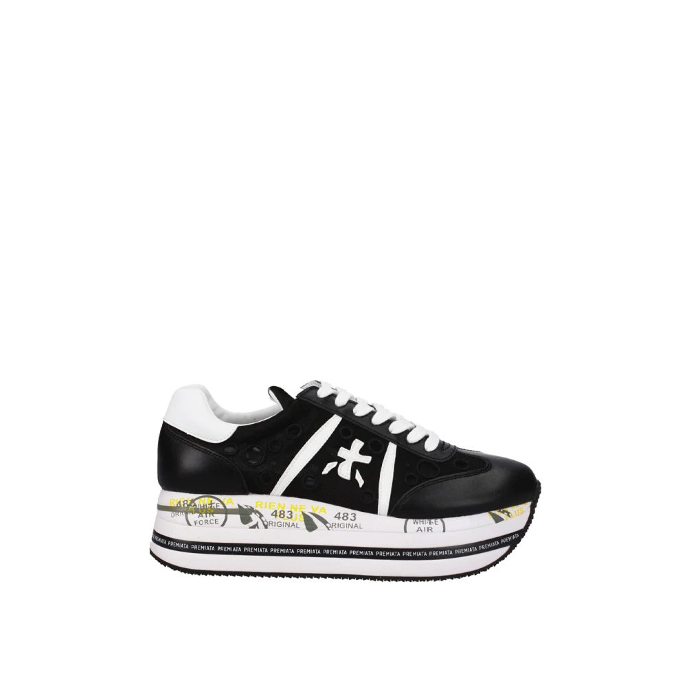Premiata Geperforeerde Lace Sneakers met Platformzool Dames Schoenen Zwart