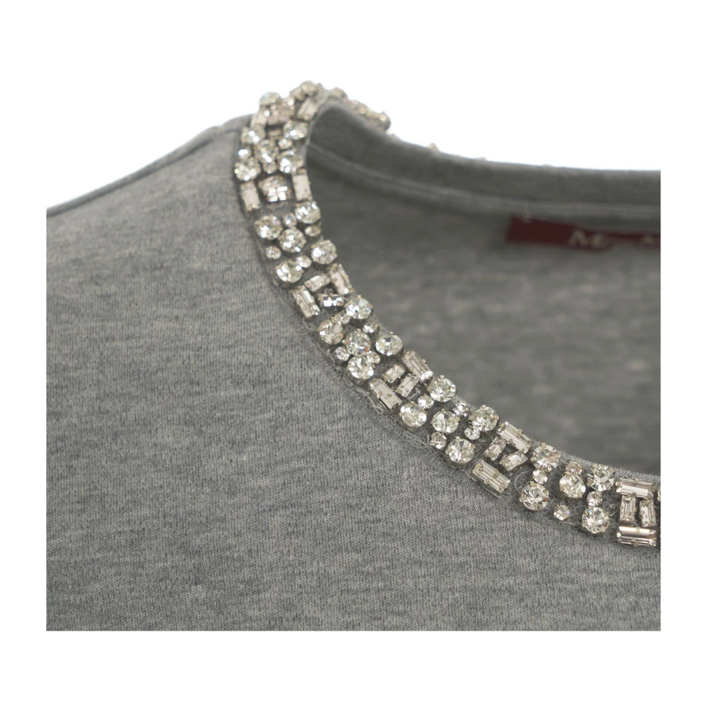 Max Mara Grijze Strass Detail T-shirt Gray Dames