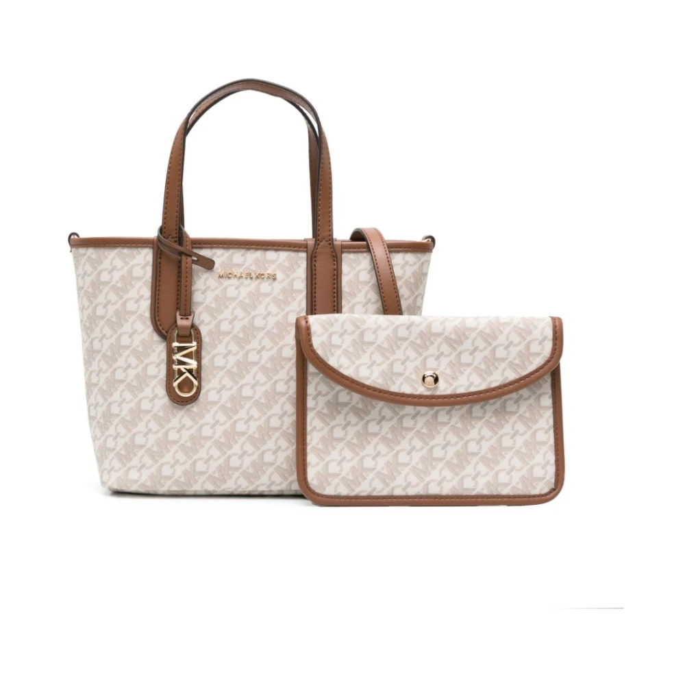 Michael Kors Stijlvolle witte handtas met leren afwerking White Dames