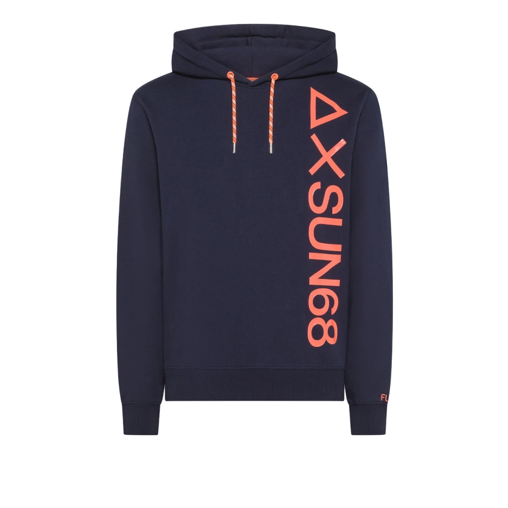 Sun68 Blauwe hoodie Ax Fluo katoen Blue Heren